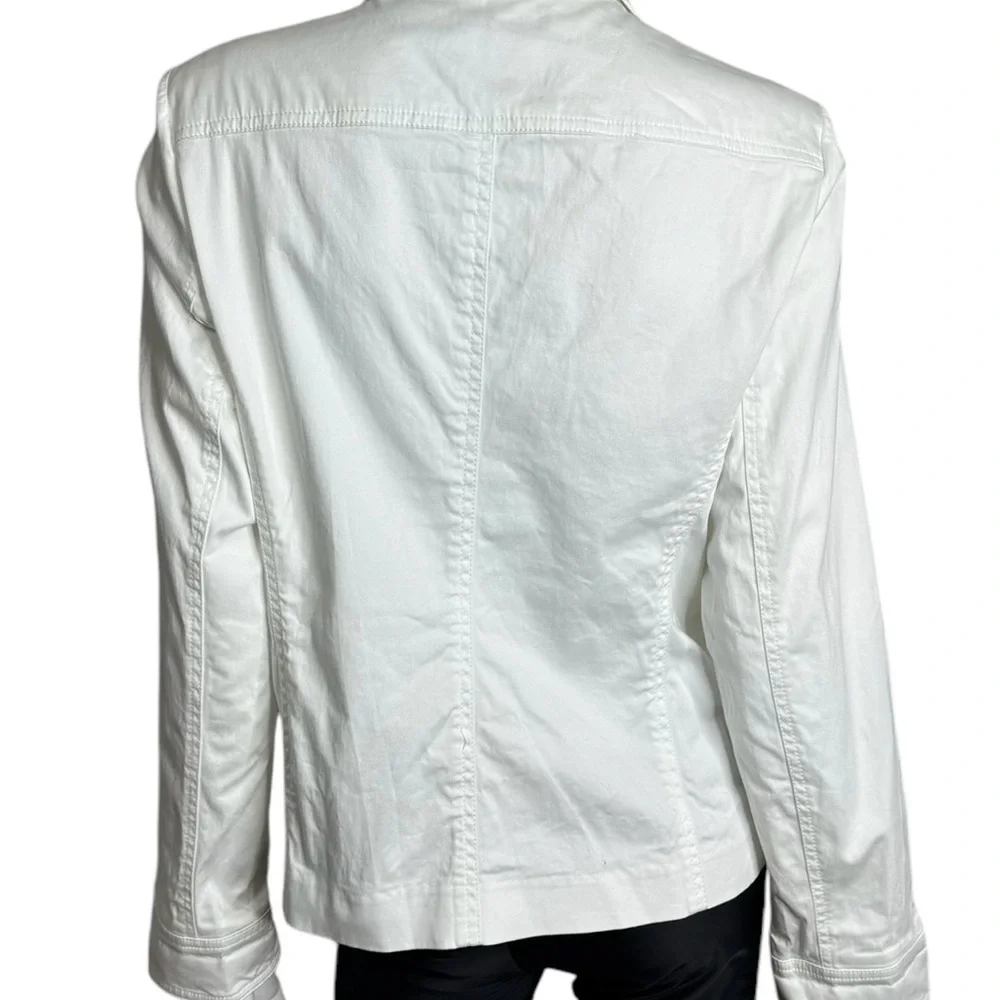 Jones New York White Utility White Denim Jean Jacket - Picture 4 of 6